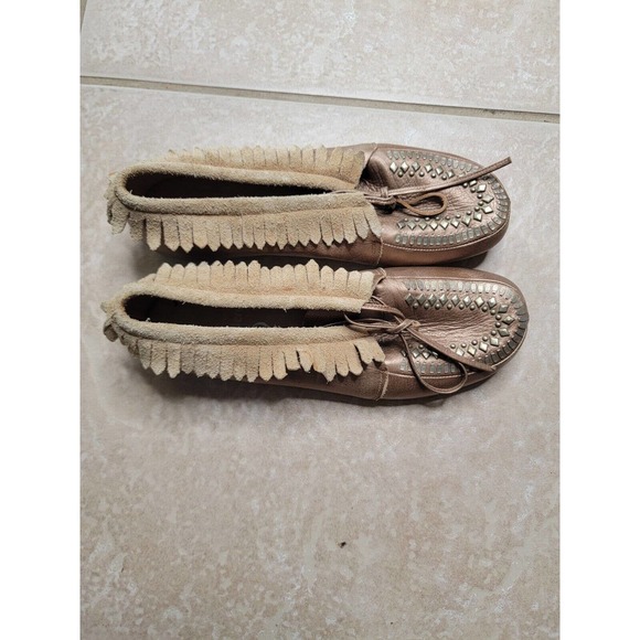 Studded Fringe Loafers - Brown - Picture 4 of 7